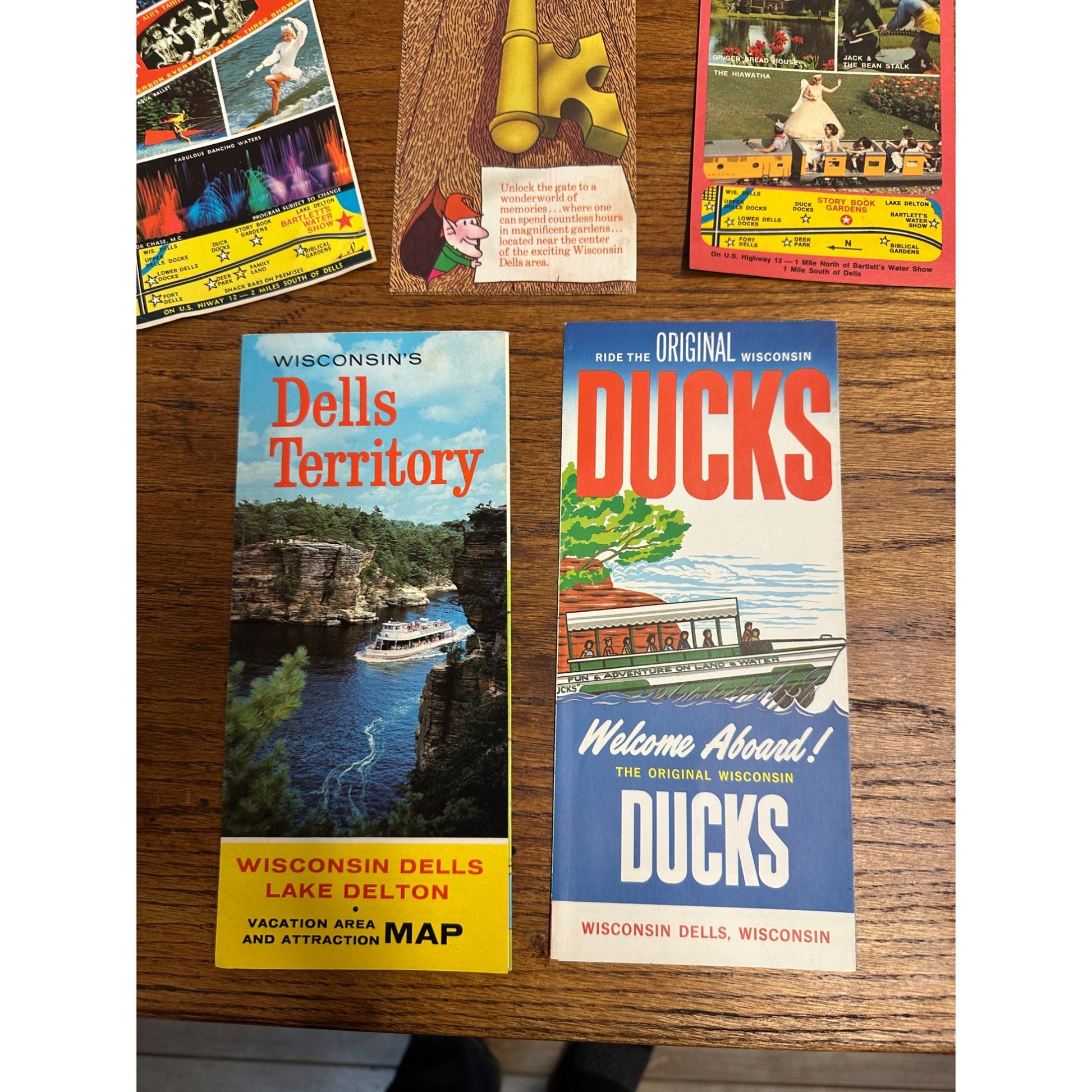 Vintage 1960s Wisconsin Dells Travel Map Brochures Ducks Storybook Gardens Bartlett
