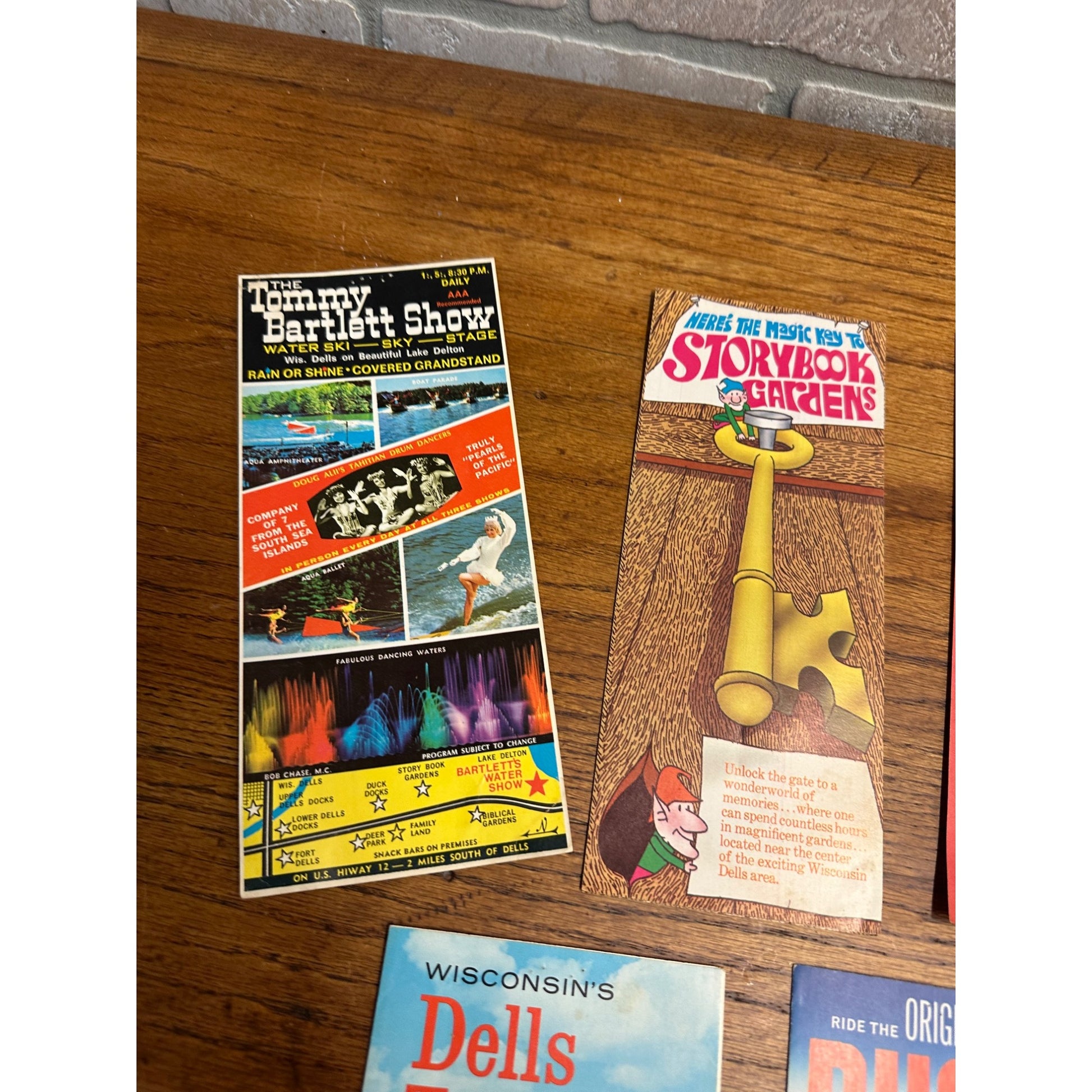 Vintage 1960s Wisconsin Dells Travel Map Brochures Ducks Storybook Gardens Bartlett