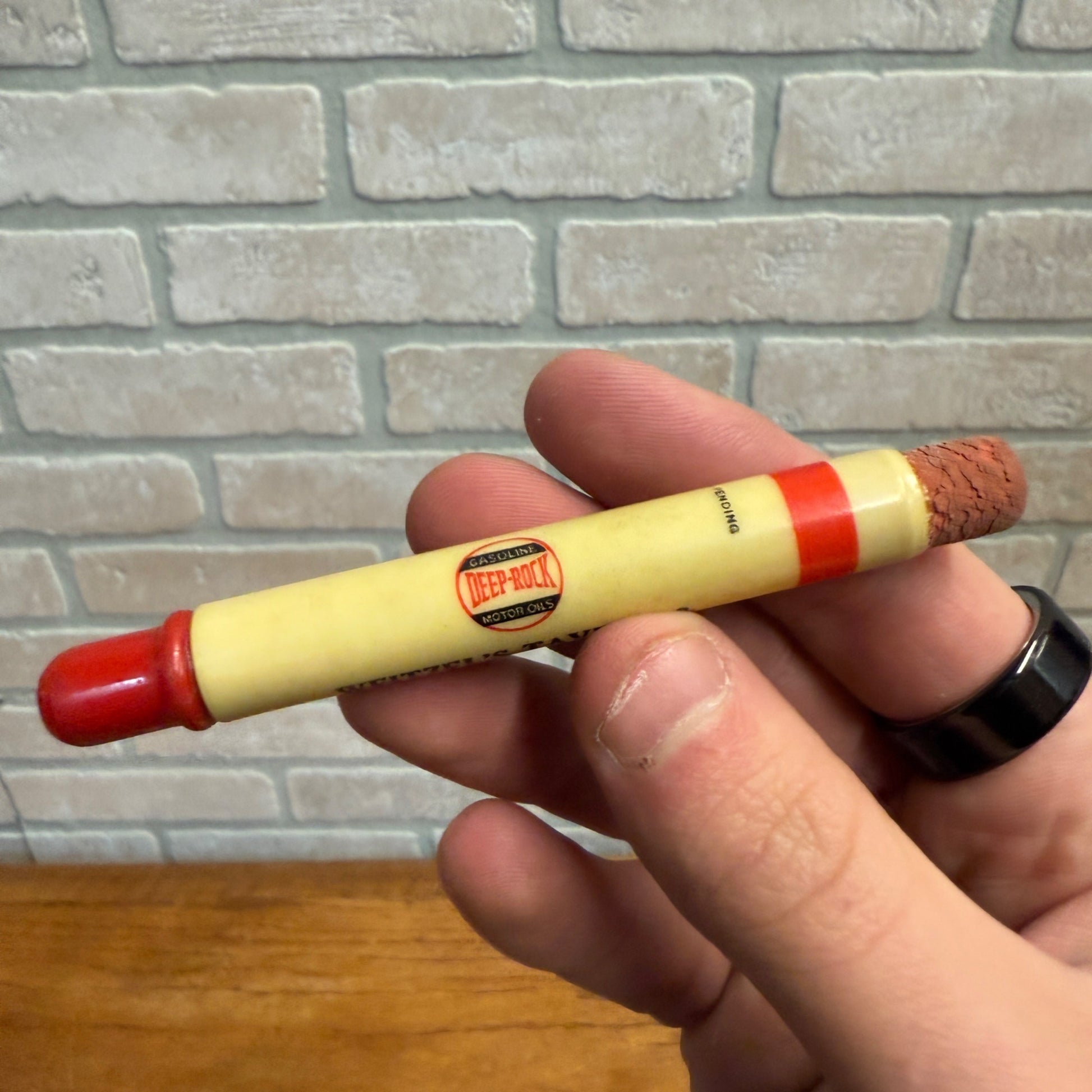 Vintage Deep Rock Gasoline Oil Advertising Bullet Pencil Elkhart Lake WI Weitzel