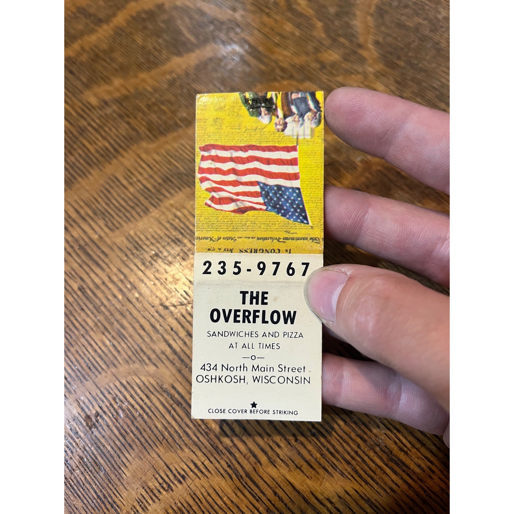 Vintage FULL Matchbook Advertising - The Overflow - Oshkosh, Wis