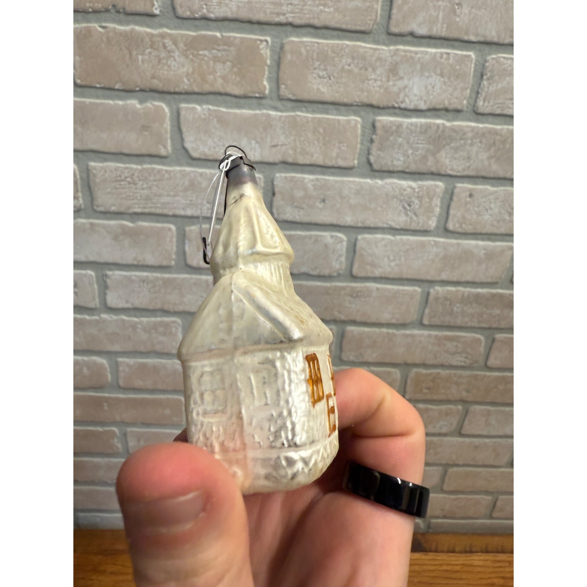Antique Church House White Glass Christmas Ornament