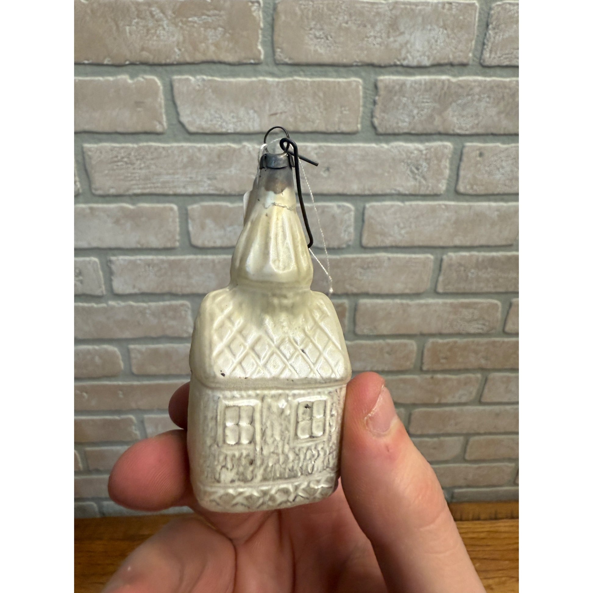 Antique Church House White Glass Christmas Ornament