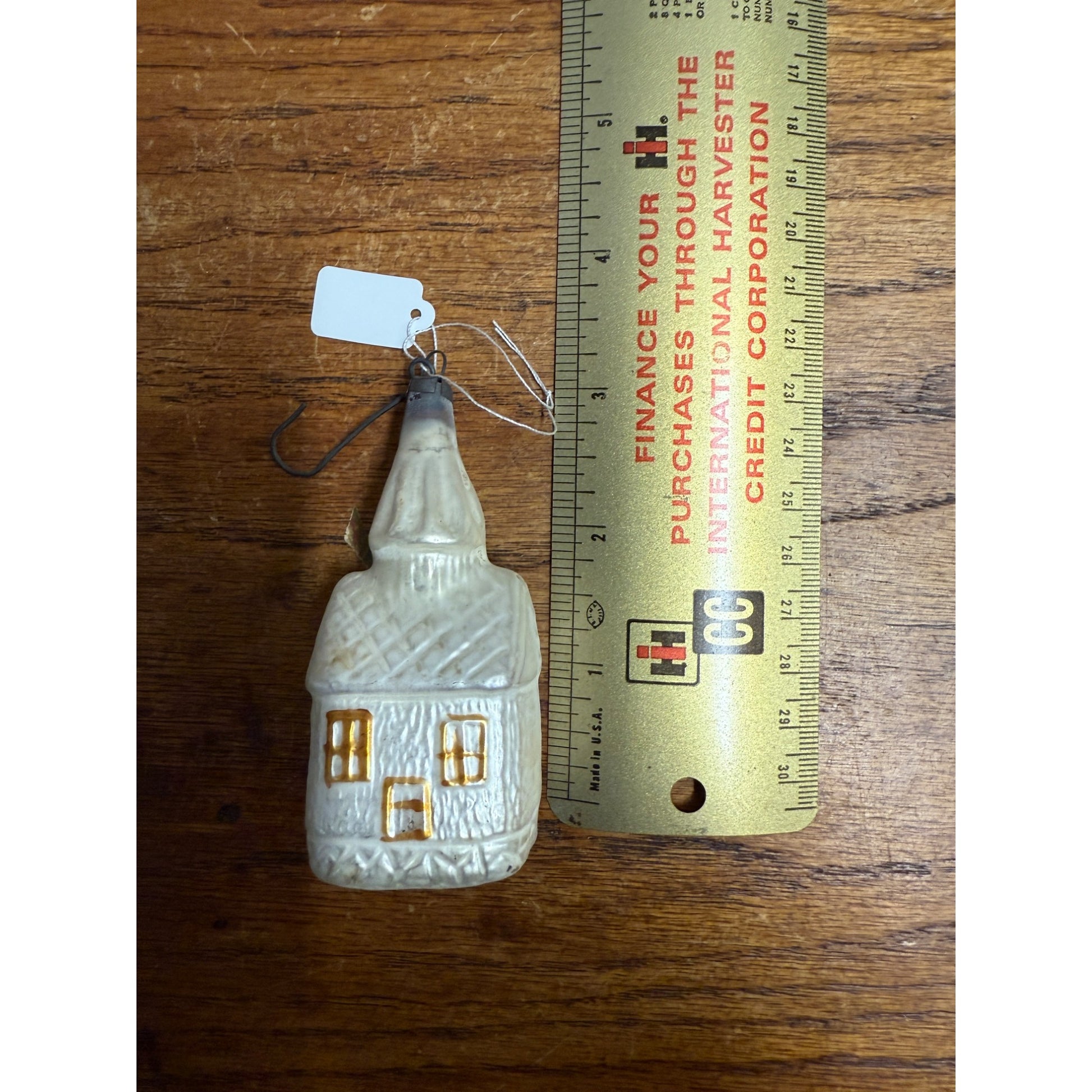Antique Church House White Glass Christmas Ornament