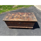 Antique Primitive 19th c. Grain Painted Carpenters Tool Chest Trunk Footed AAFA