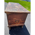Antique Primitive 19th c. Grain Painted Carpenters Tool Chest Trunk Footed AAFA