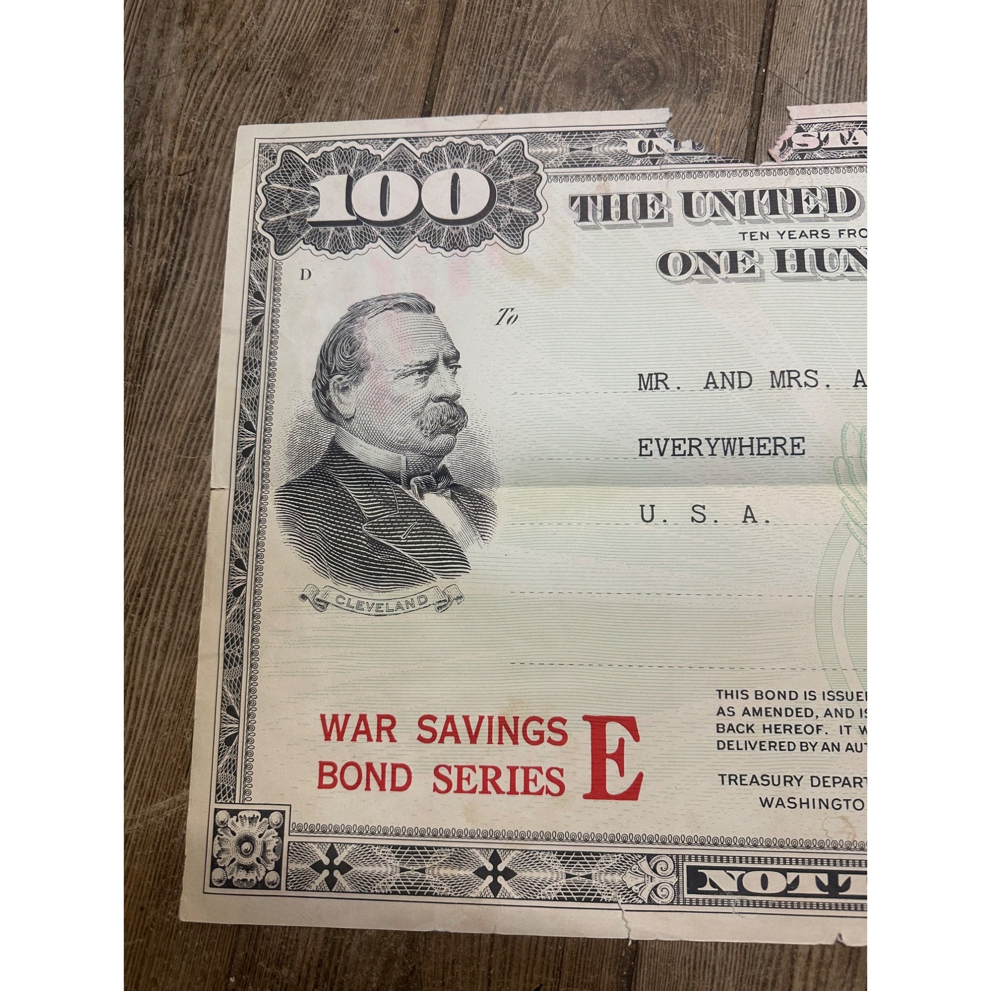Original World War II Poster Jumbo Grover Cleveland War Bond Series E