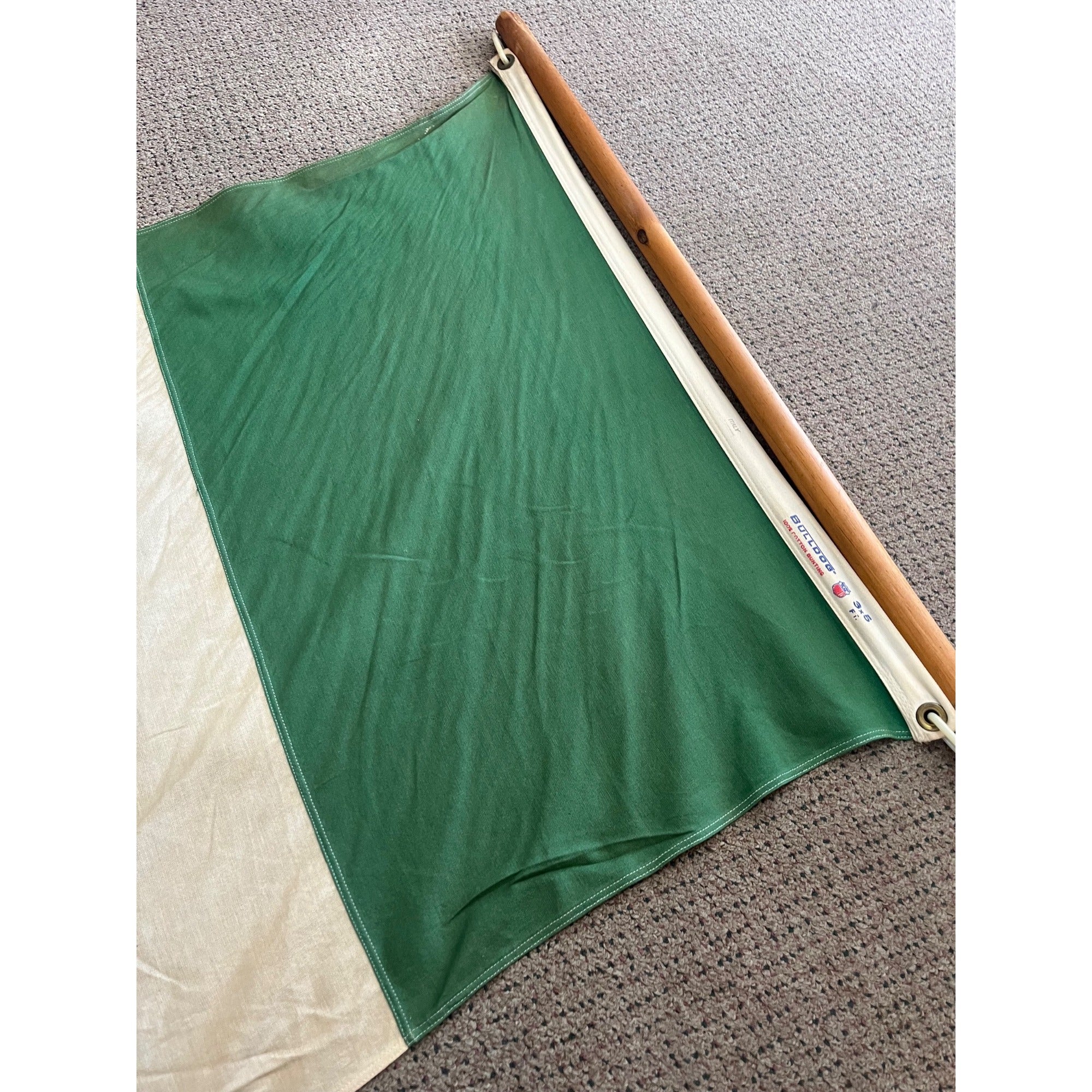 Vintage 1970s Italy 3' x 5' Bulldog Flag 100% Cotton Bunting - Used