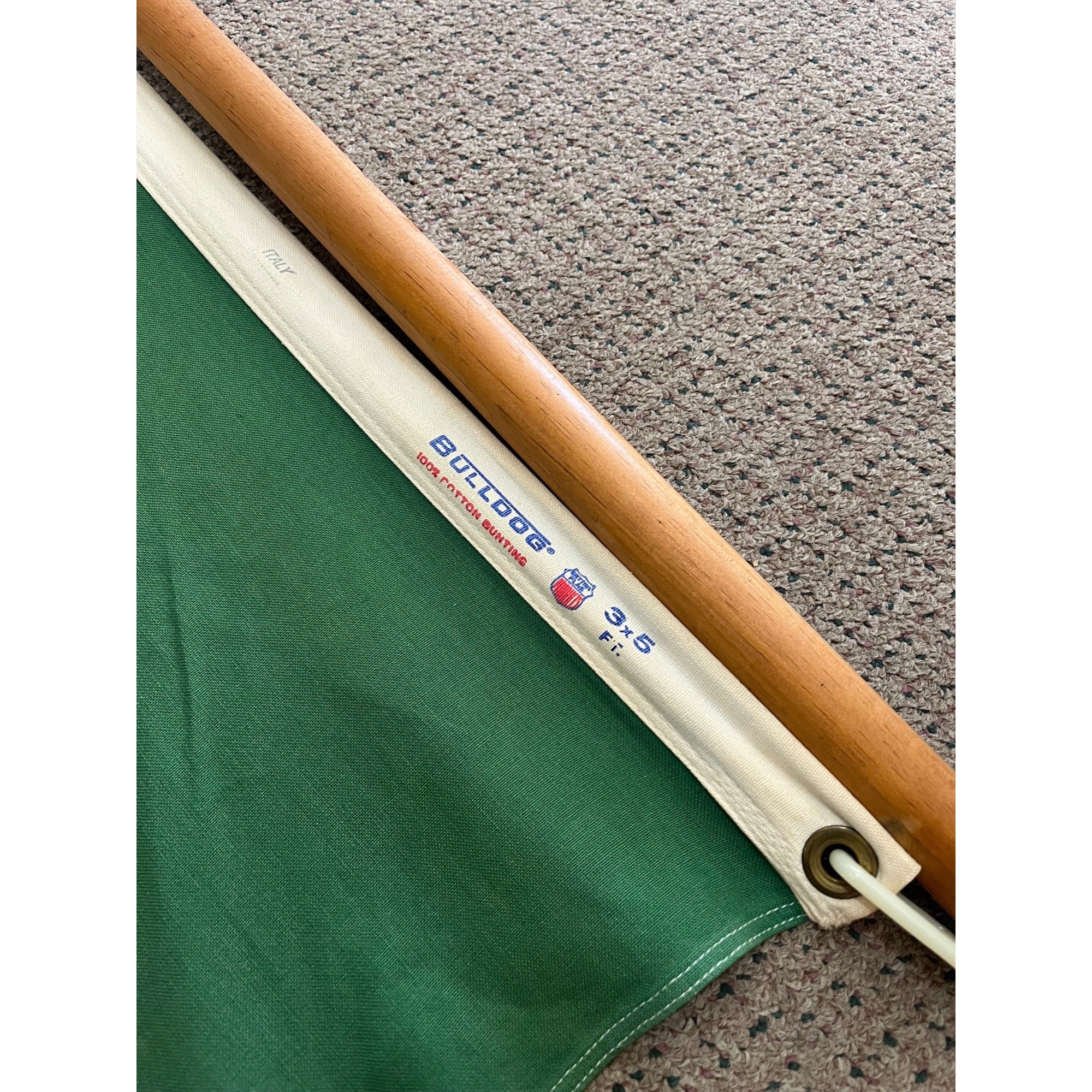 Vintage 1970s Italy 3' x 5' Bulldog Flag 100% Cotton Bunting - Used