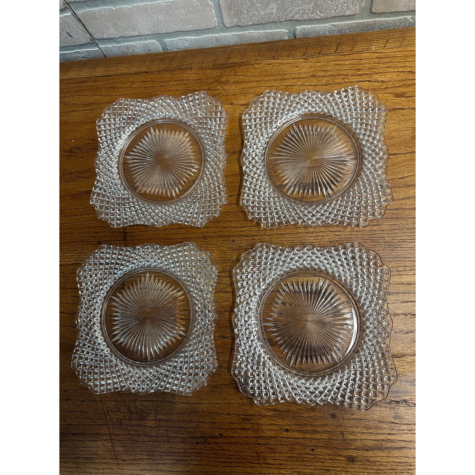 Vintage Westmoreland English Hobnail Square Salad Plates (4) 7.5" Square