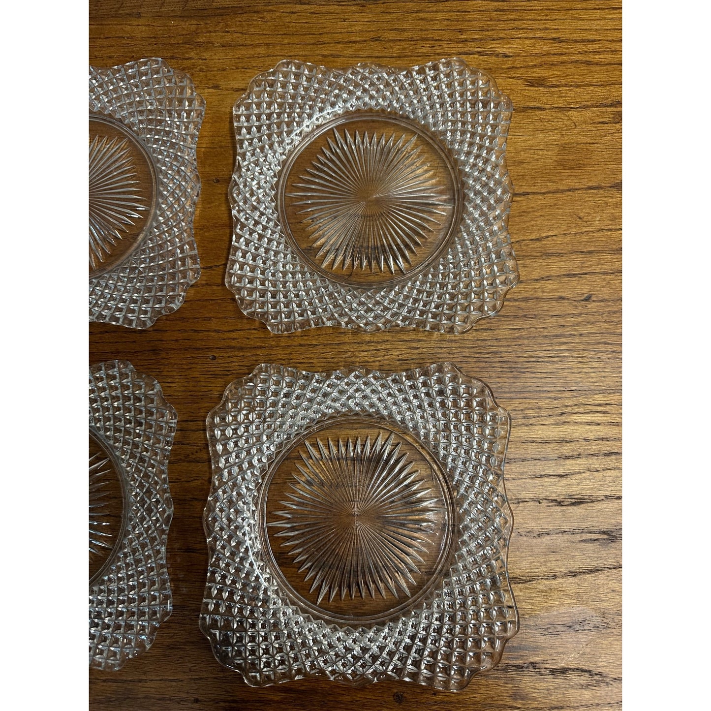 Vintage Westmoreland English Hobnail Square Salad Plates (4) 7.5" Square