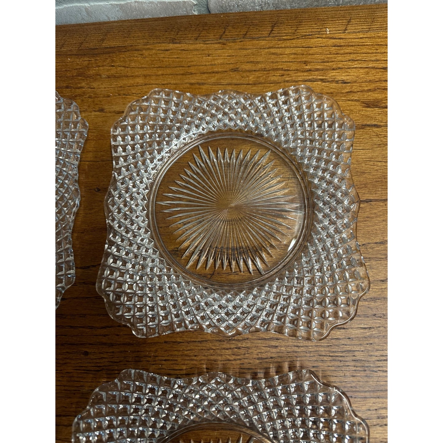 Vintage Westmoreland English Hobnail Square Salad Plates (4) 7.5" Square