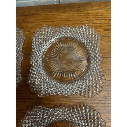 Vintage Westmoreland English Hobnail Square Salad Plates (4) 7.5" Square