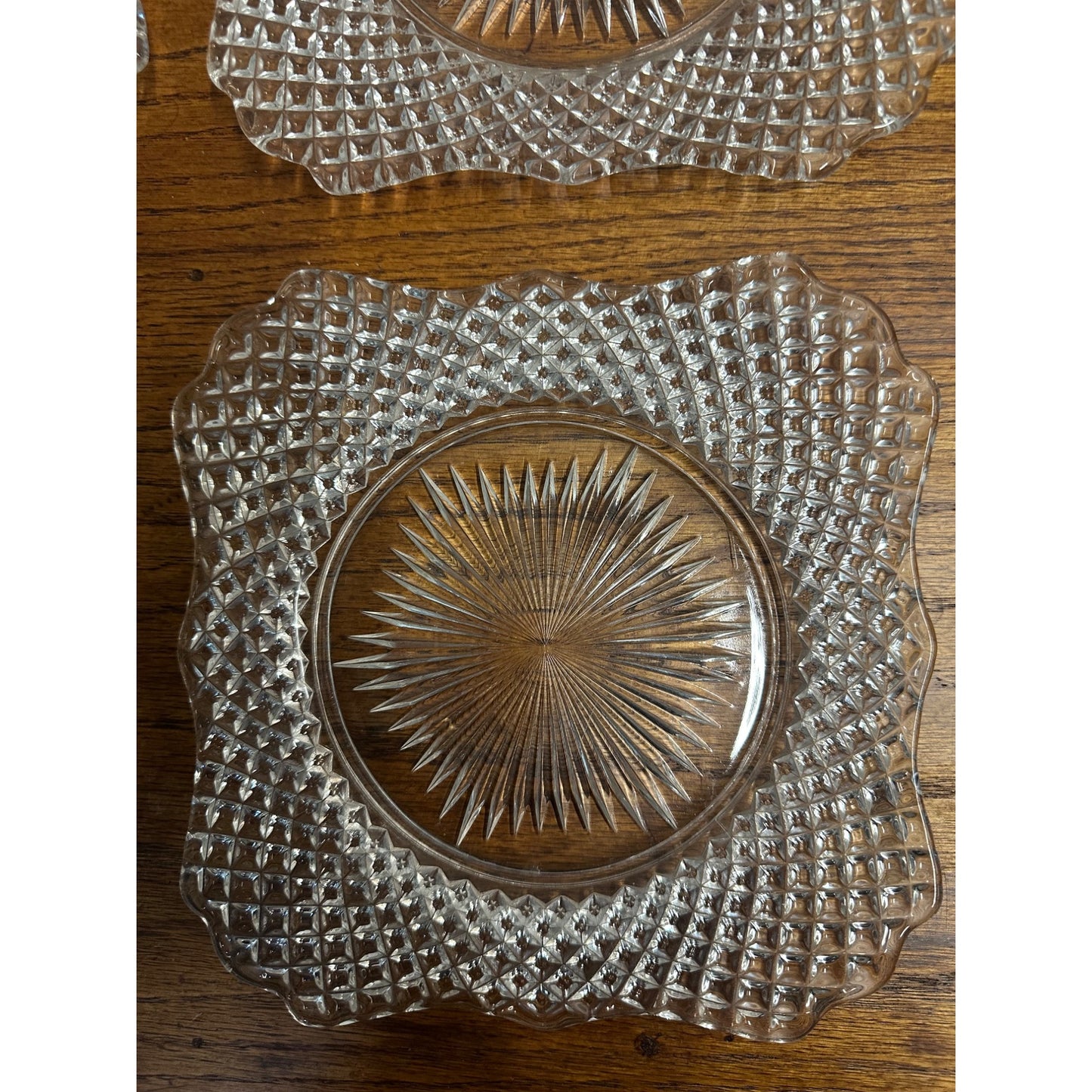 Vintage Westmoreland English Hobnail Square Salad Plates (4) 7.5" Square