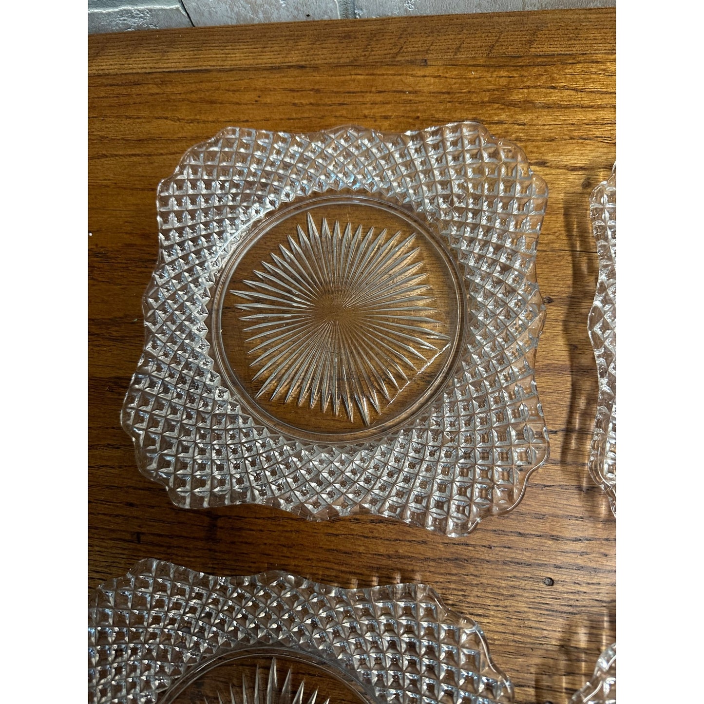 Vintage Westmoreland English Hobnail Square Salad Plates (4) 7.5" Square