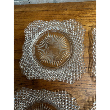 Vintage Westmoreland English Hobnail Square Salad Plates (4) 7.5" Square