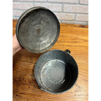 Antique Primitive Gray Enamel Graniteware Berry Bucket / Lunch Pail Lidded Farmhouse Decor