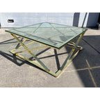 Vintage MCM Glass Top Coffee Table Geometric Mid-Century Design