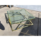 Vintage MCM Glass Top Coffee Table Geometric Mid-Century Design