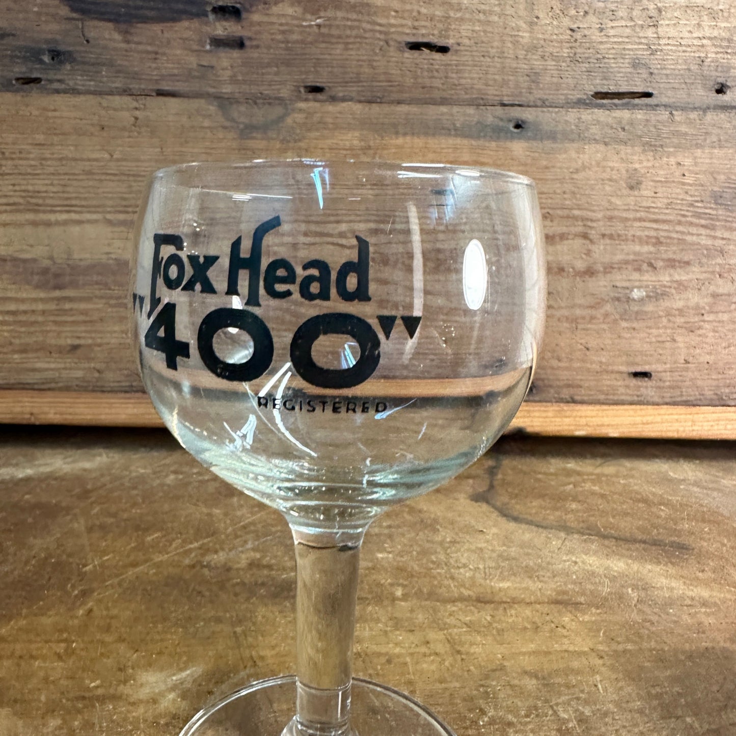 VINTAGE FOX HEAD 400 BEER ACL DRINKING GLASS FOX HEAD BREWING CO WAUKESHA WI