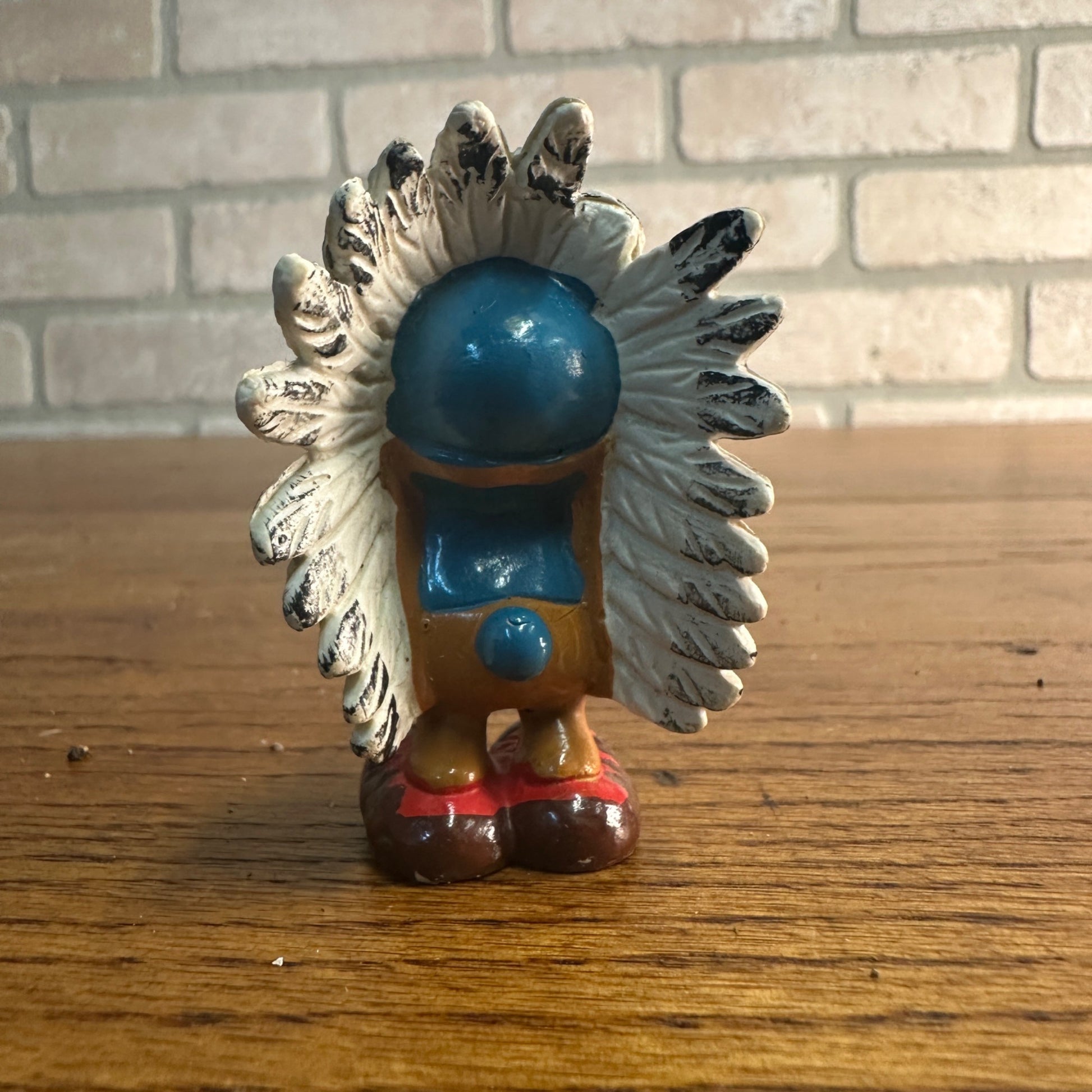 Vintage SMURF Native Indian Chief 20144 Feathers 1981 Scheich Peyo PVC Hong Kong