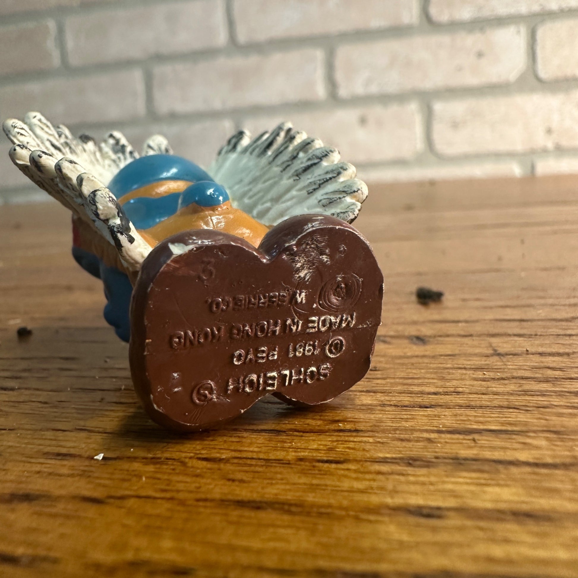 Vintage SMURF Native Indian Chief 20144 Feathers 1981 Scheich Peyo PVC Hong Kong