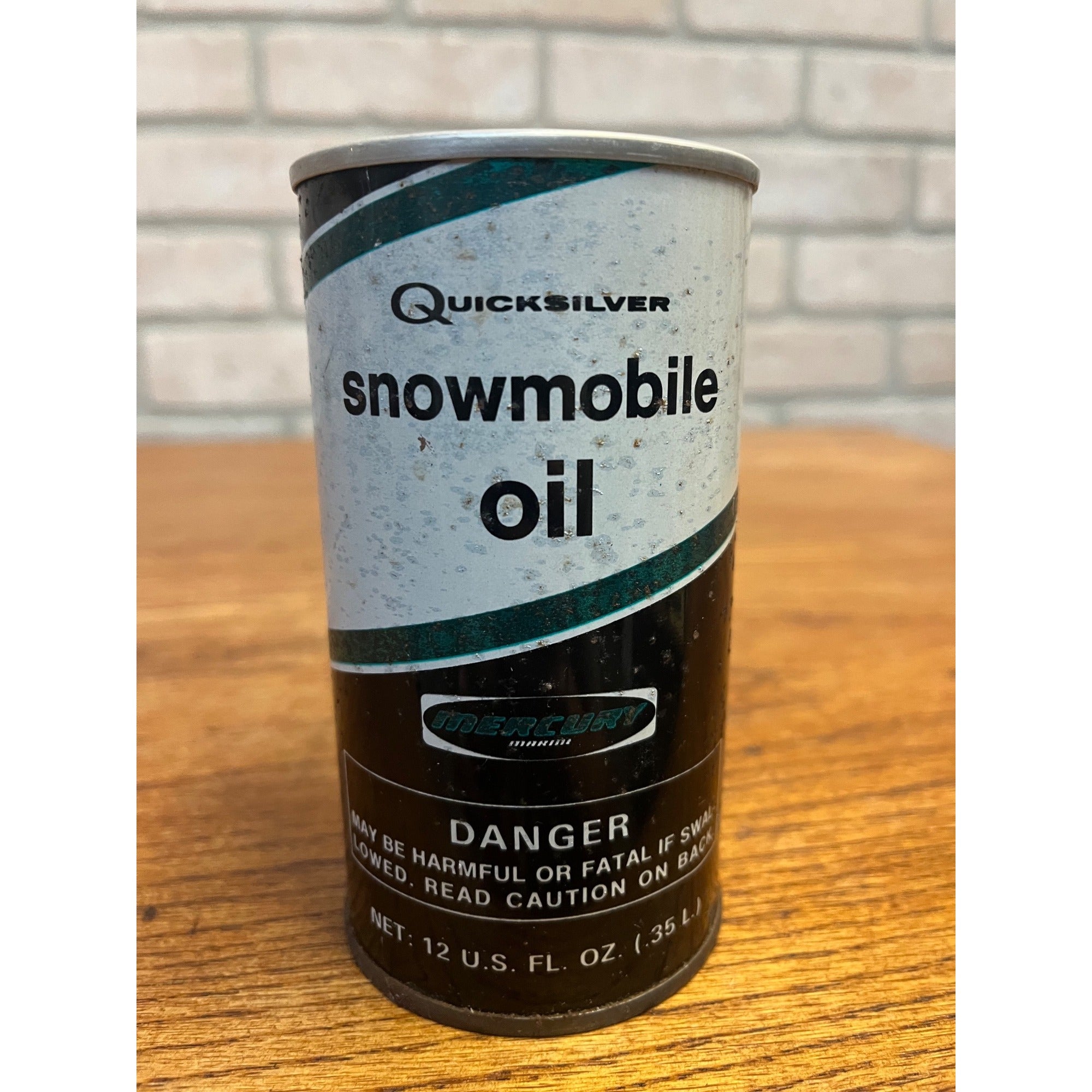 Vintage Mercury Quicksilver Snowmobile Oil 12 Fluid Ounces Pull-Tab Can SAE 20