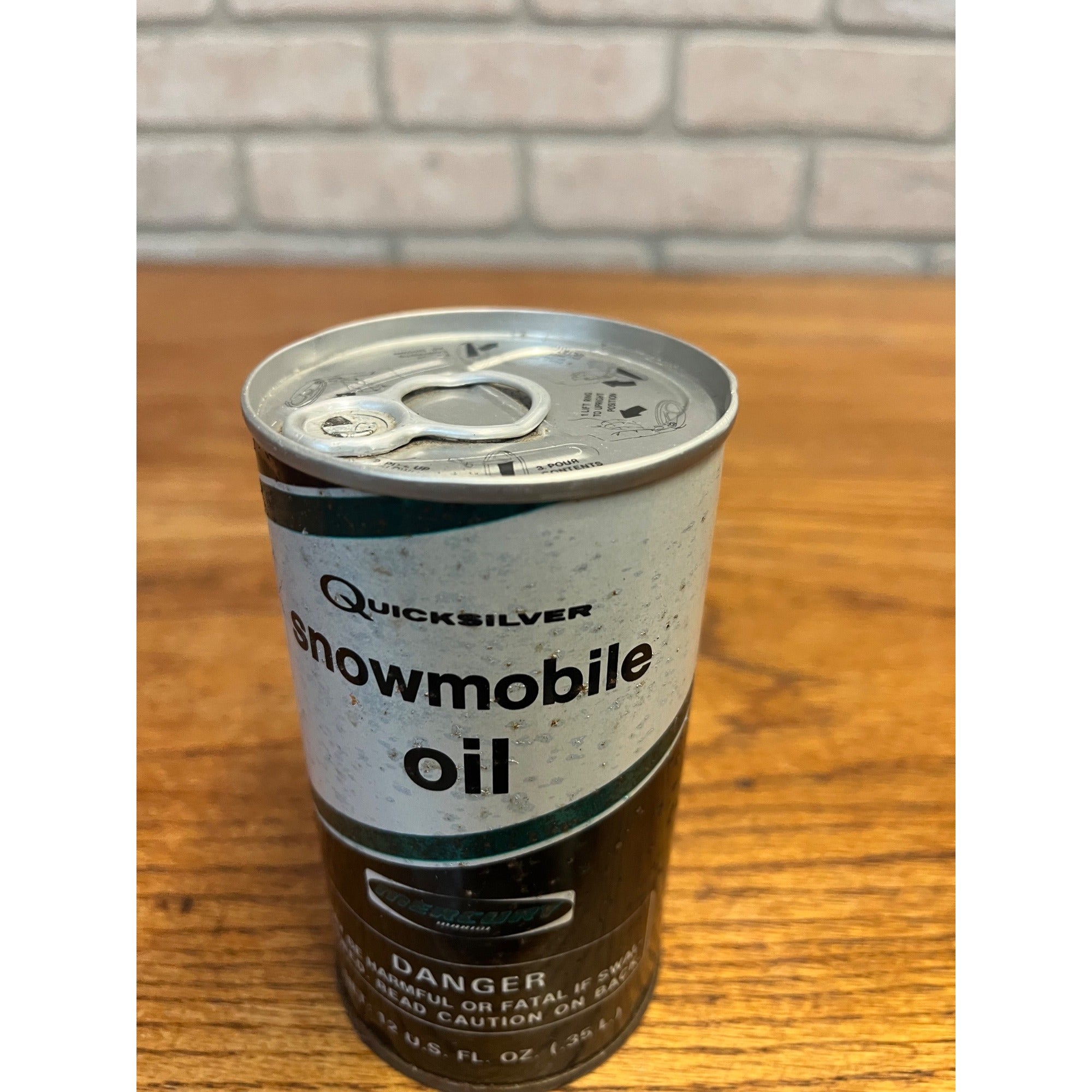 Vintage Mercury Quicksilver Snowmobile Oil 12 Fluid Ounces Pull-Tab Can SAE 20