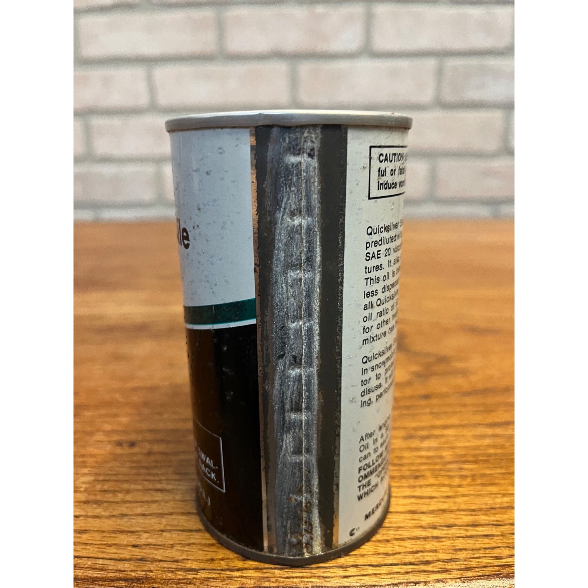 Vintage Mercury Quicksilver Snowmobile Oil 12 Fluid Ounces Pull-Tab Can SAE 20