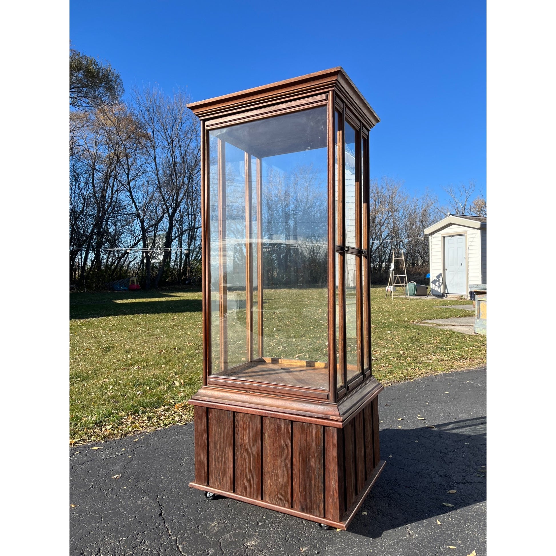 Antique Oak Glass Display Case Mercantile General Store