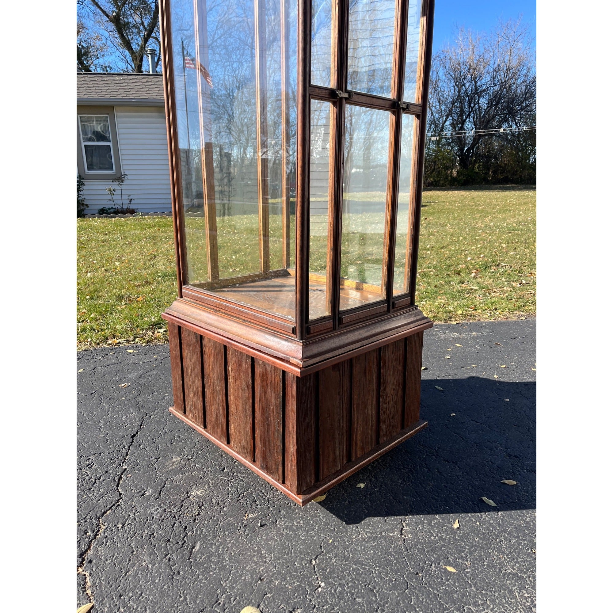 Antique Oak Glass Display Case Mercantile General Store