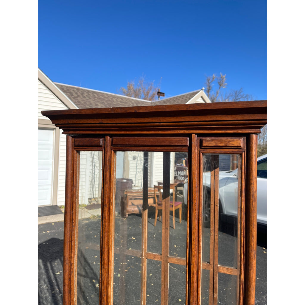 Antique Oak Glass Display Case Mercantile General Store