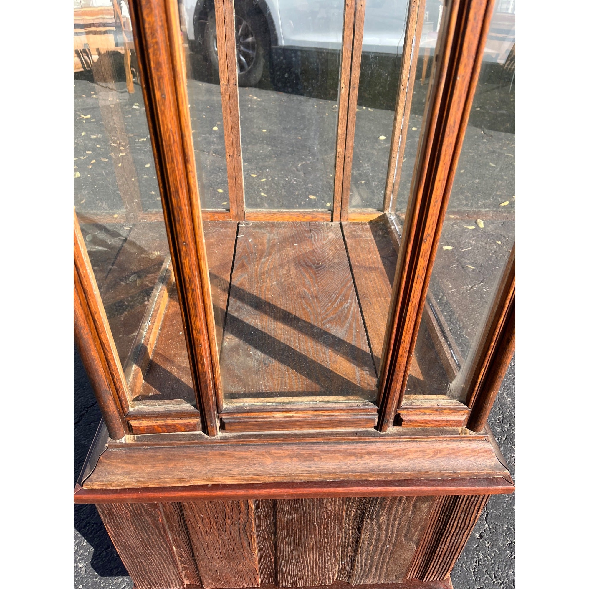 Antique Oak Glass Display Case Mercantile General Store