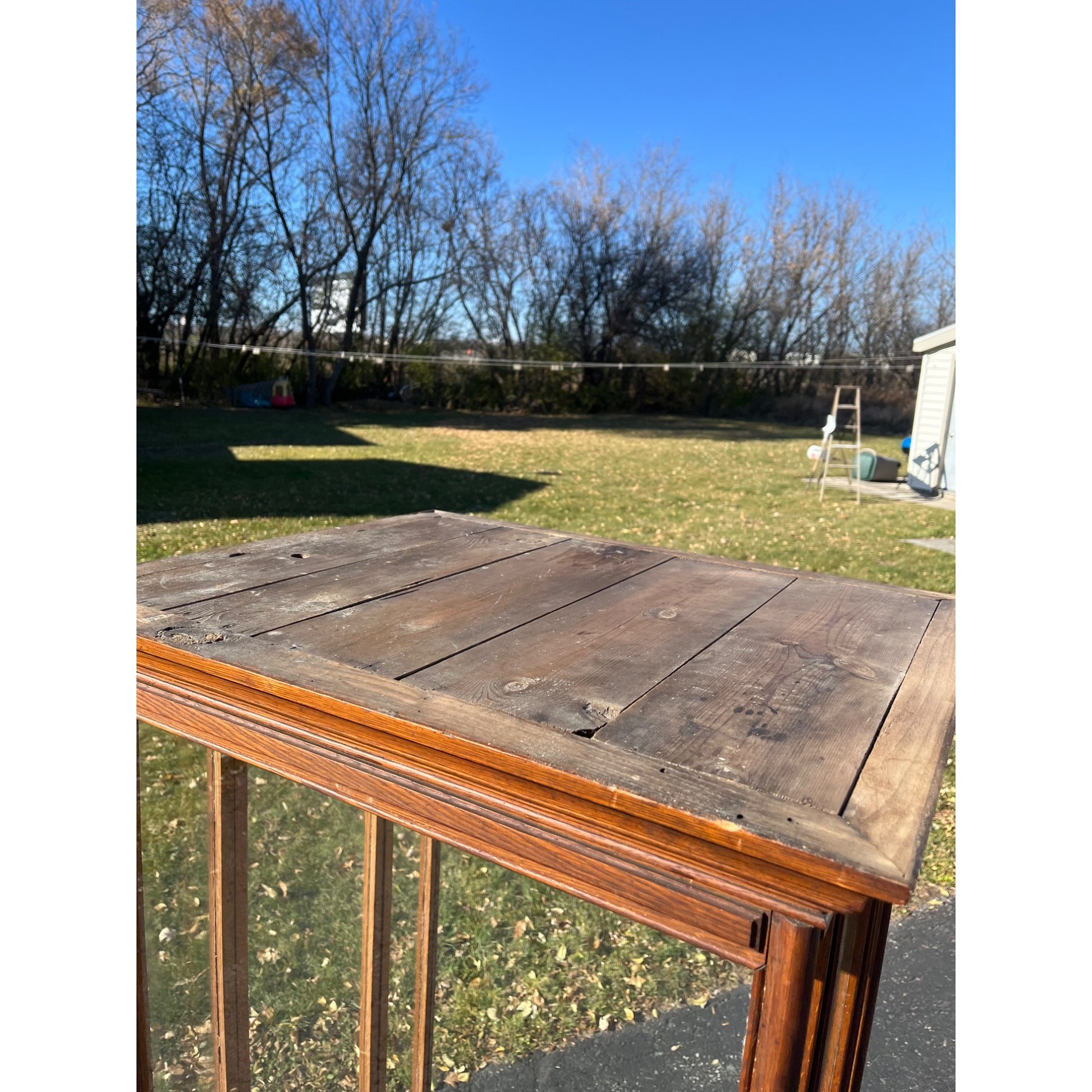 Antique Oak Glass Display Case Mercantile General Store