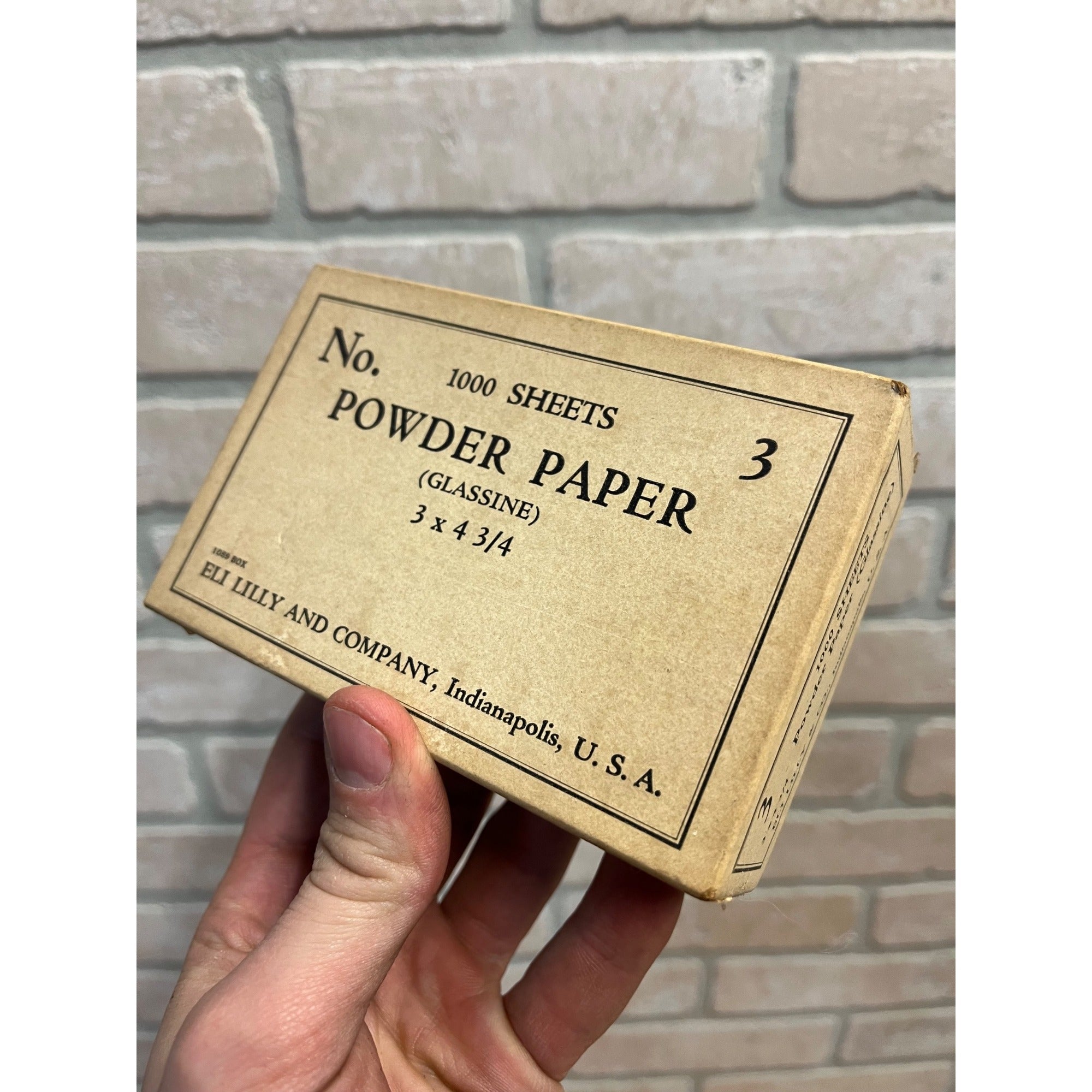 Vintage Eli Lilly Powder Paper Box (Glassine) Drug Store 3" x 4-3/4" - 1000ct