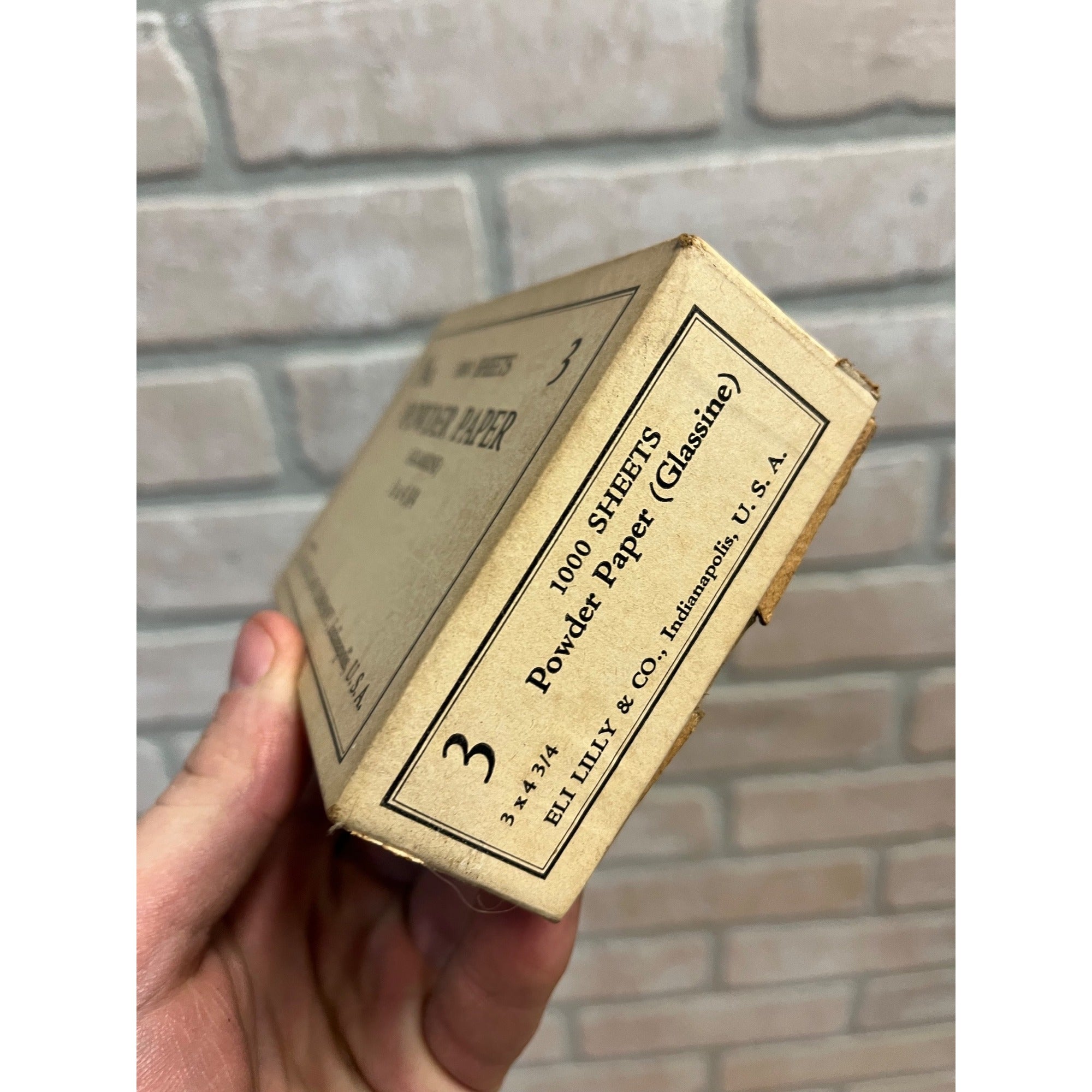 Vintage Eli Lilly Powder Paper Box (Glassine) Drug Store 3" x 4-3/4" - 1000ct