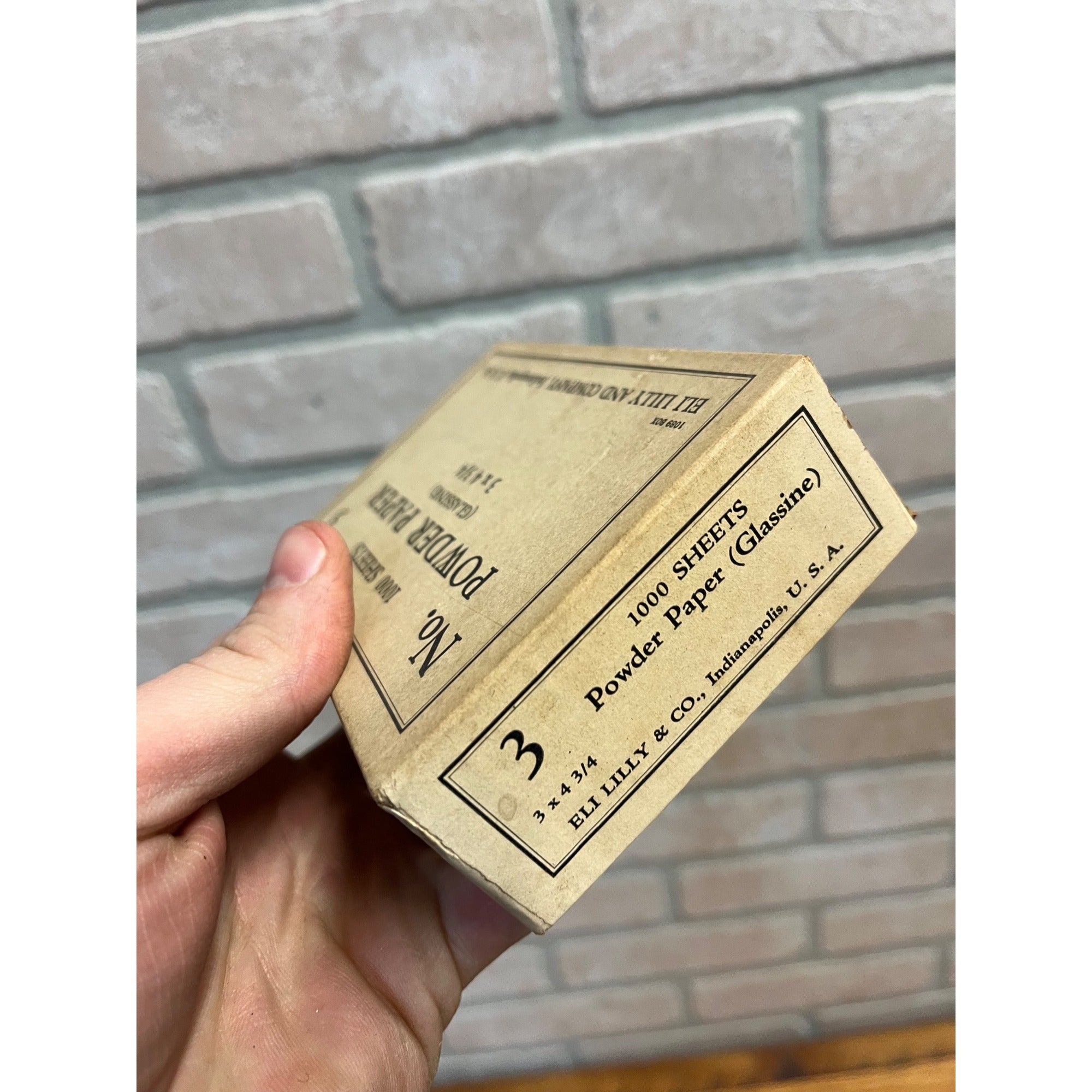 Vintage Eli Lilly Powder Paper Box (Glassine) Drug Store 3" x 4-3/4" - 1000ct