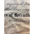 Vintage School of Ophthalmology Otology Certificate 1895 Chicago Eye Doctor Optometry
