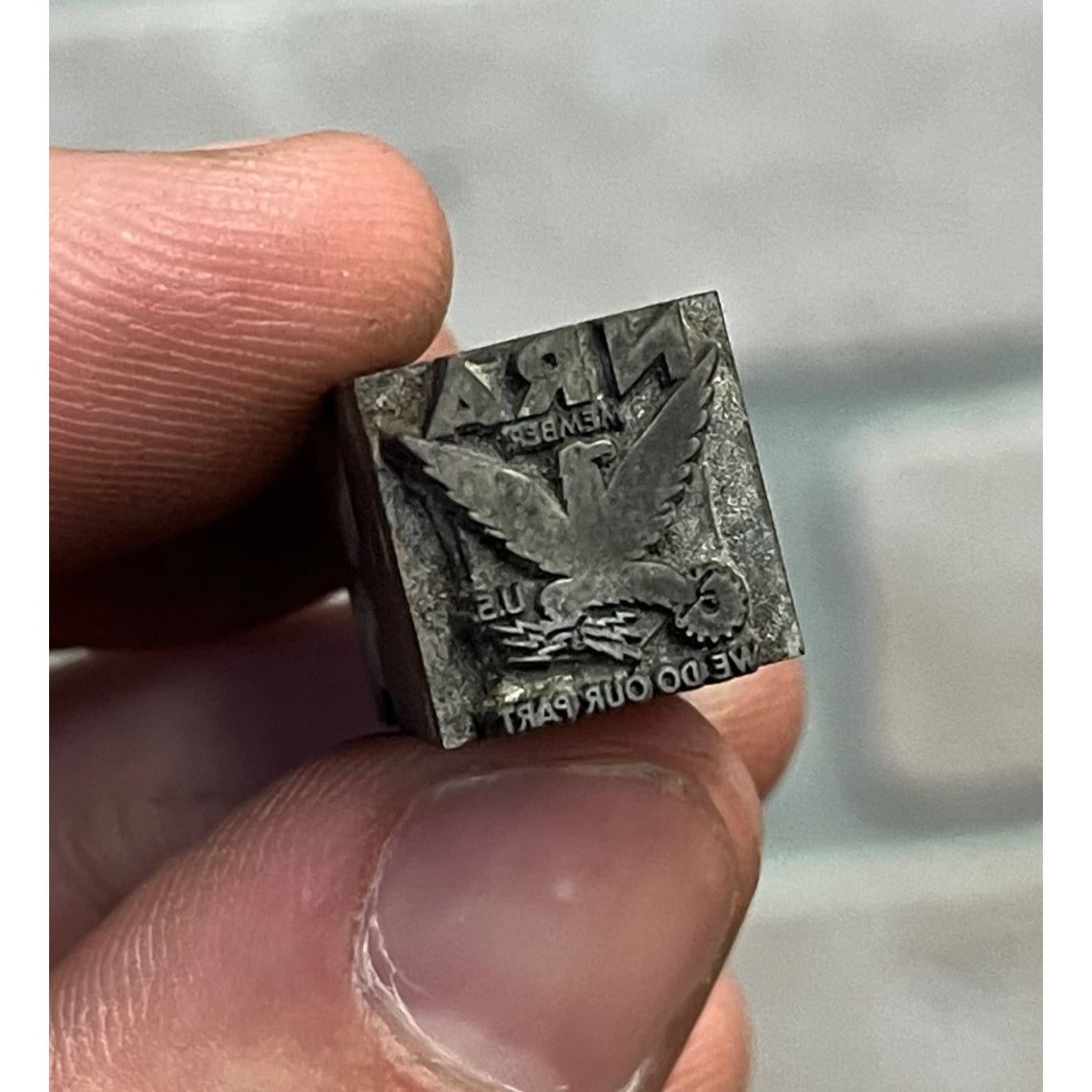 Vintage 1930s National Recovery Administration NRA Letterpress Printing Block