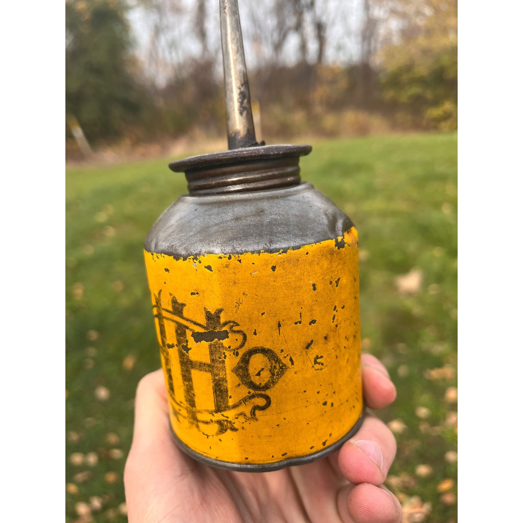 Antique HH Co Advertising Oil Can Oiler Farm Implement Hunt & Helm Harvard IL