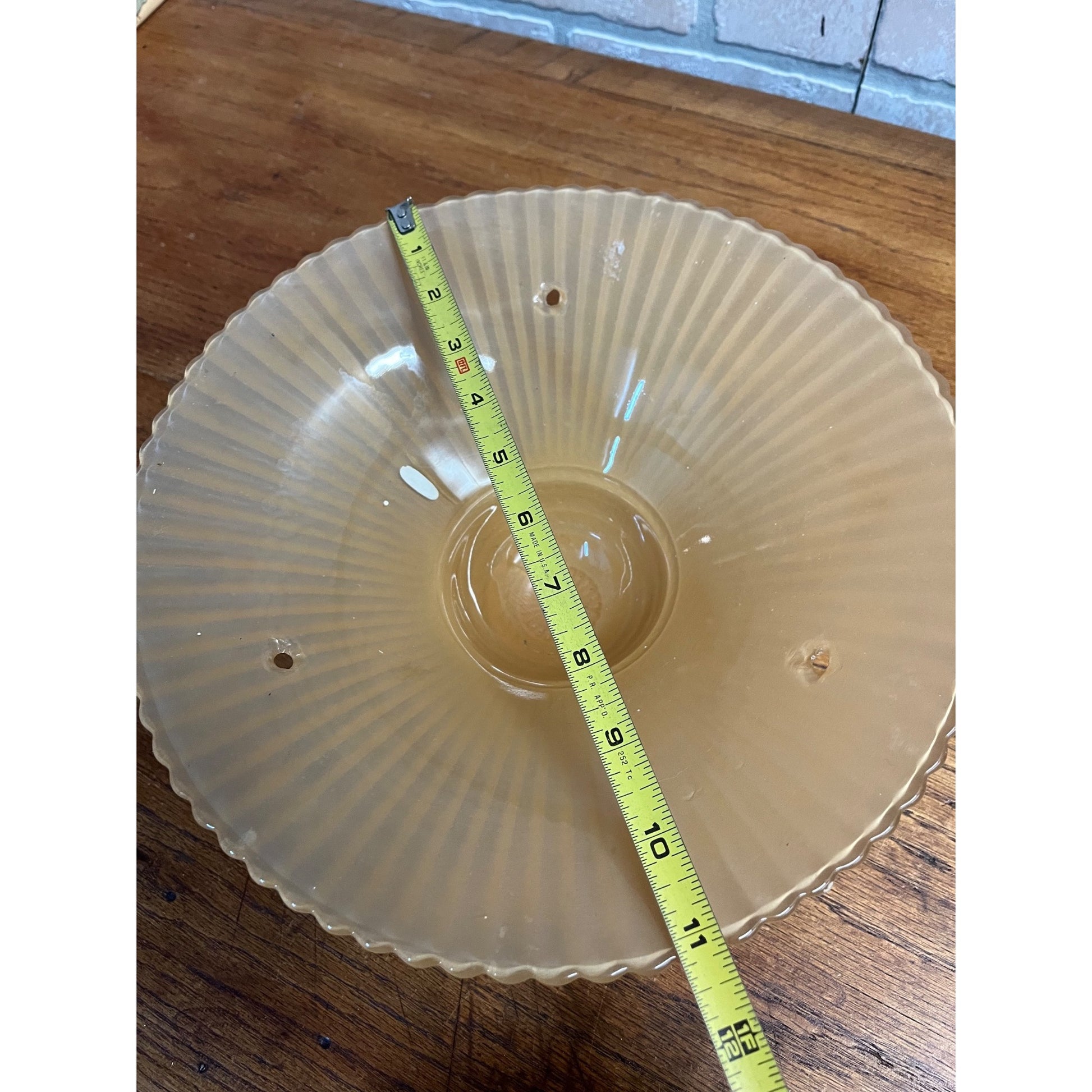 Vintage Ceiling Light Fixture Orange Peach Salmon Round 11" Shell Globe 3 Chain