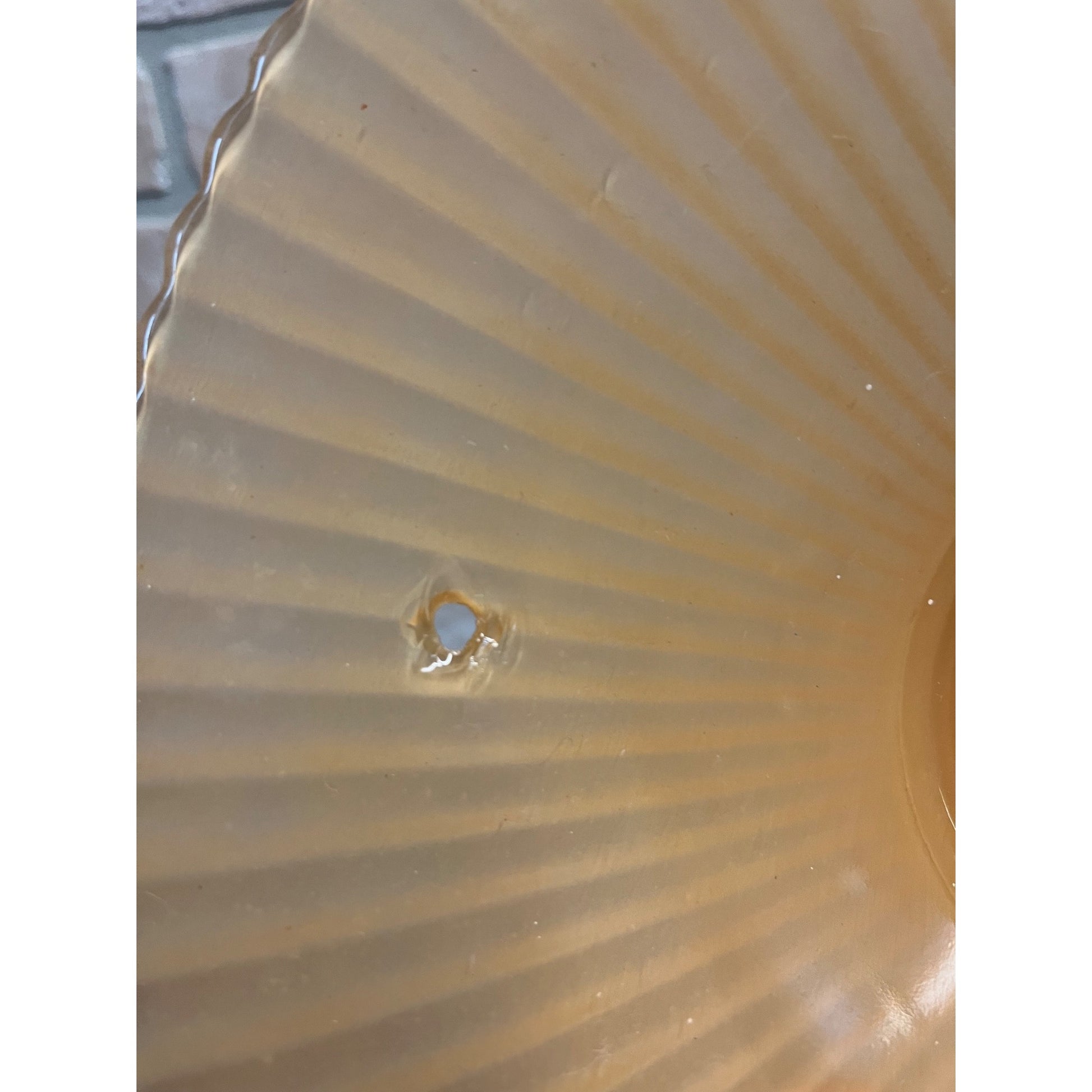 Vintage Ceiling Light Fixture Orange Peach Salmon Round 11" Shell Globe 3 Chain