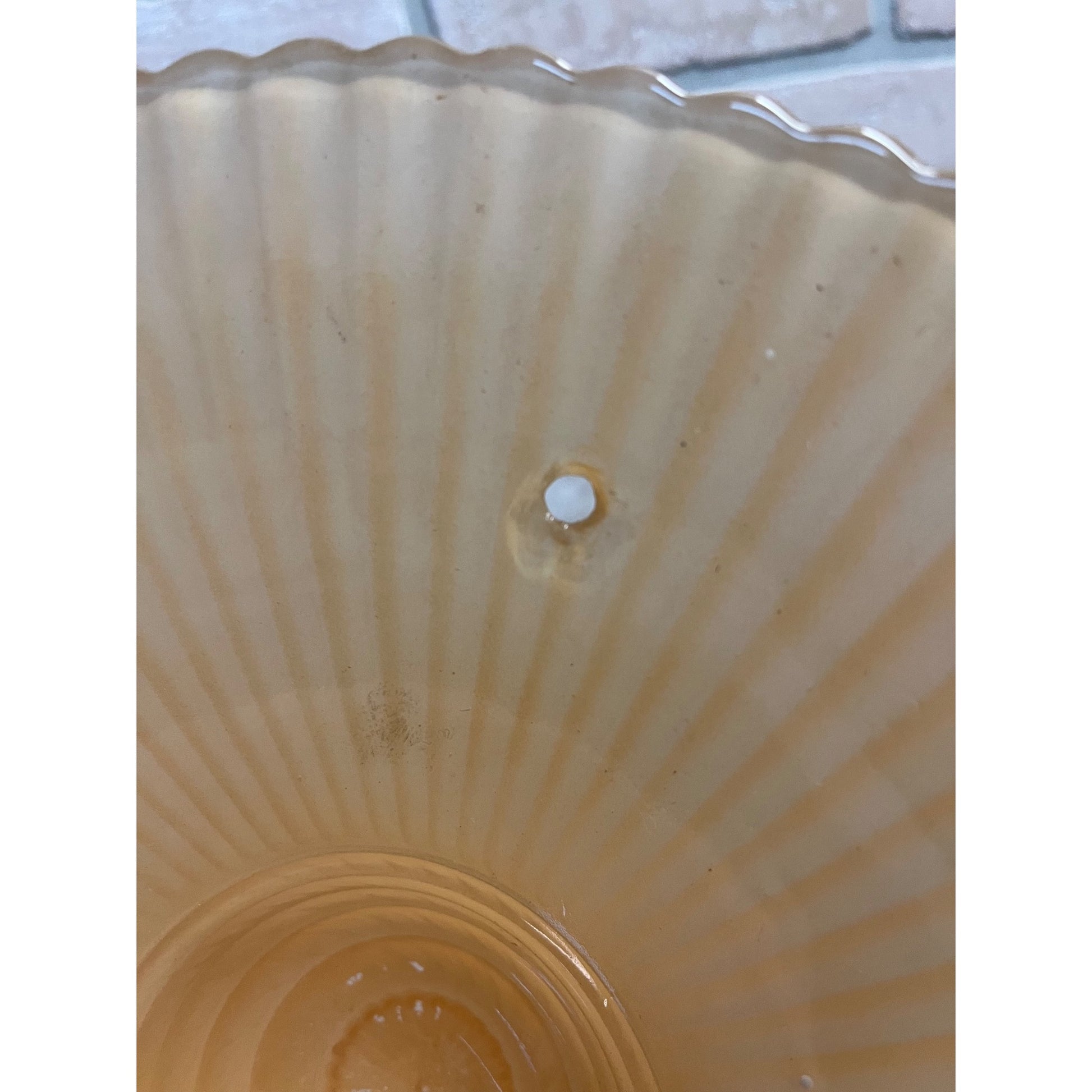 Vintage Ceiling Light Fixture Orange Peach Salmon Round 11" Shell Globe 3 Chain