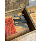 Vintage Lufkin Rule Co. Micrometer 2" Caliper Hand Tool and Wooden Storage Box Saginaw, Michigan USA