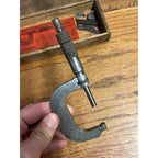 Vintage Lufkin Rule Co. Micrometer 2" Caliper Hand Tool and Wooden Storage Box Saginaw, Michigan USA