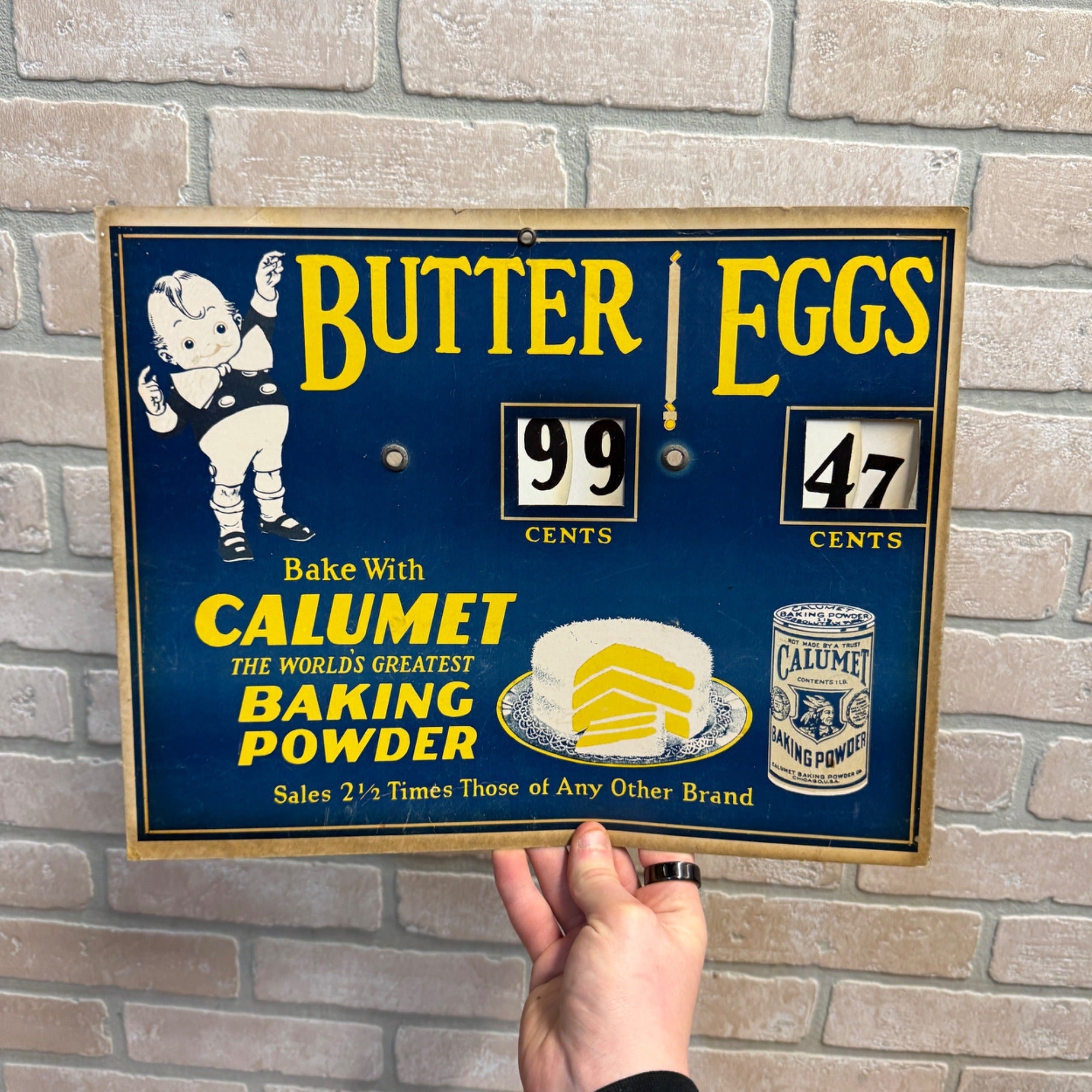 1930s Calumet Baking Powder Butter Eggs Kitchen Decor Sign