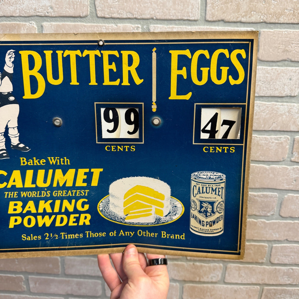 1930s Calumet Baking Powder Butter Eggs Kitchen Decor Sign