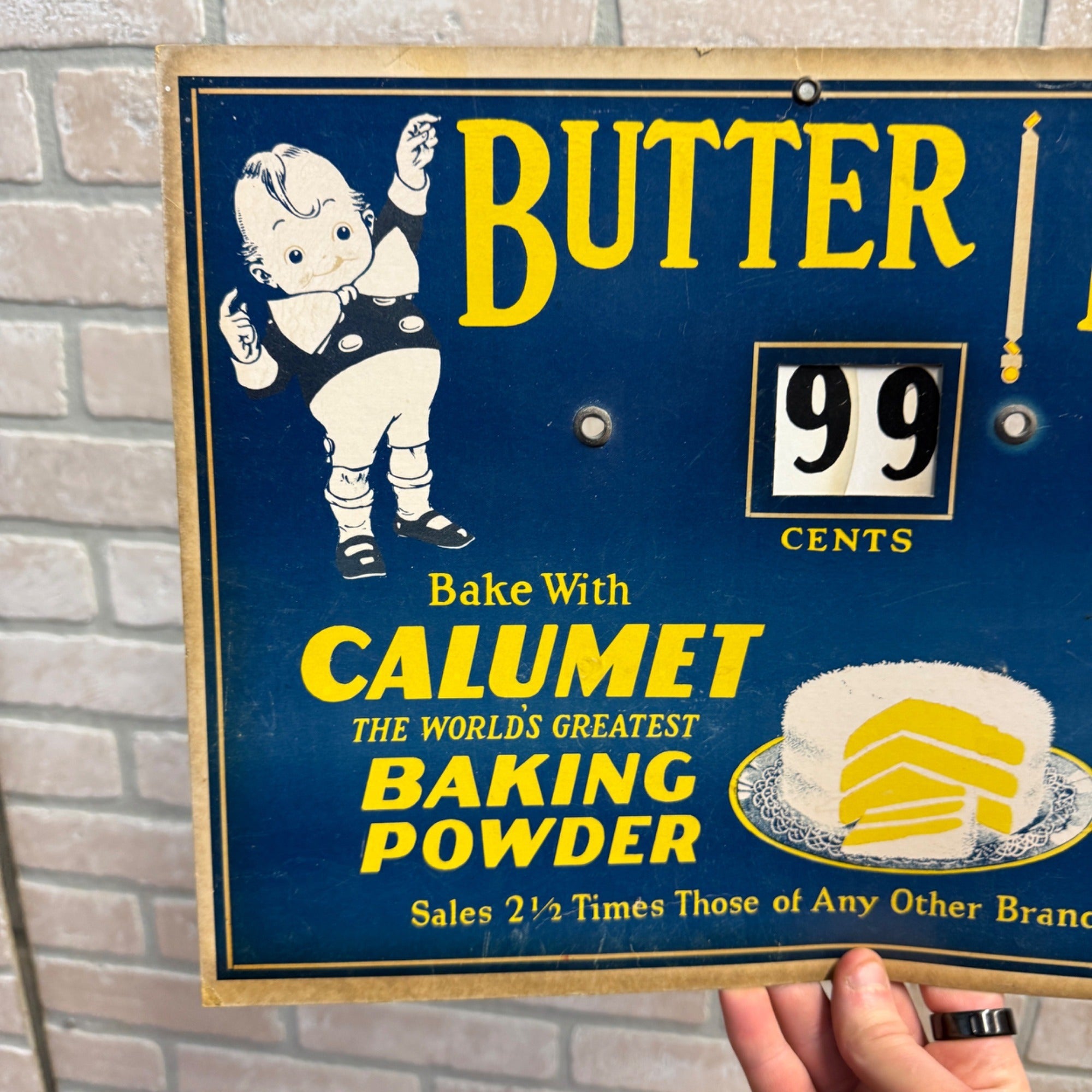 1930s Calumet Baking Powder Butter Eggs Kitchen Decor Sign