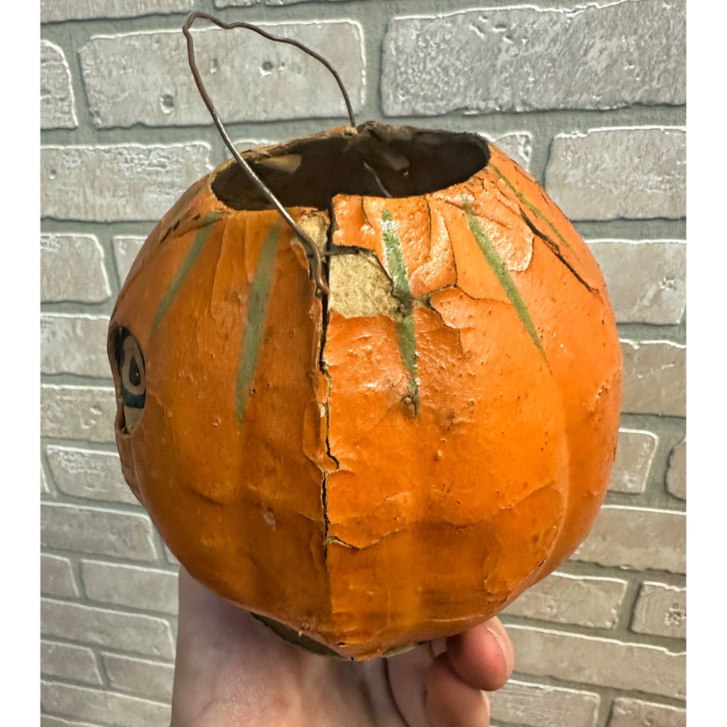 Antique 1920s Halloween German Paper Mache Jack O Lantern JOL 5" Vintage Old