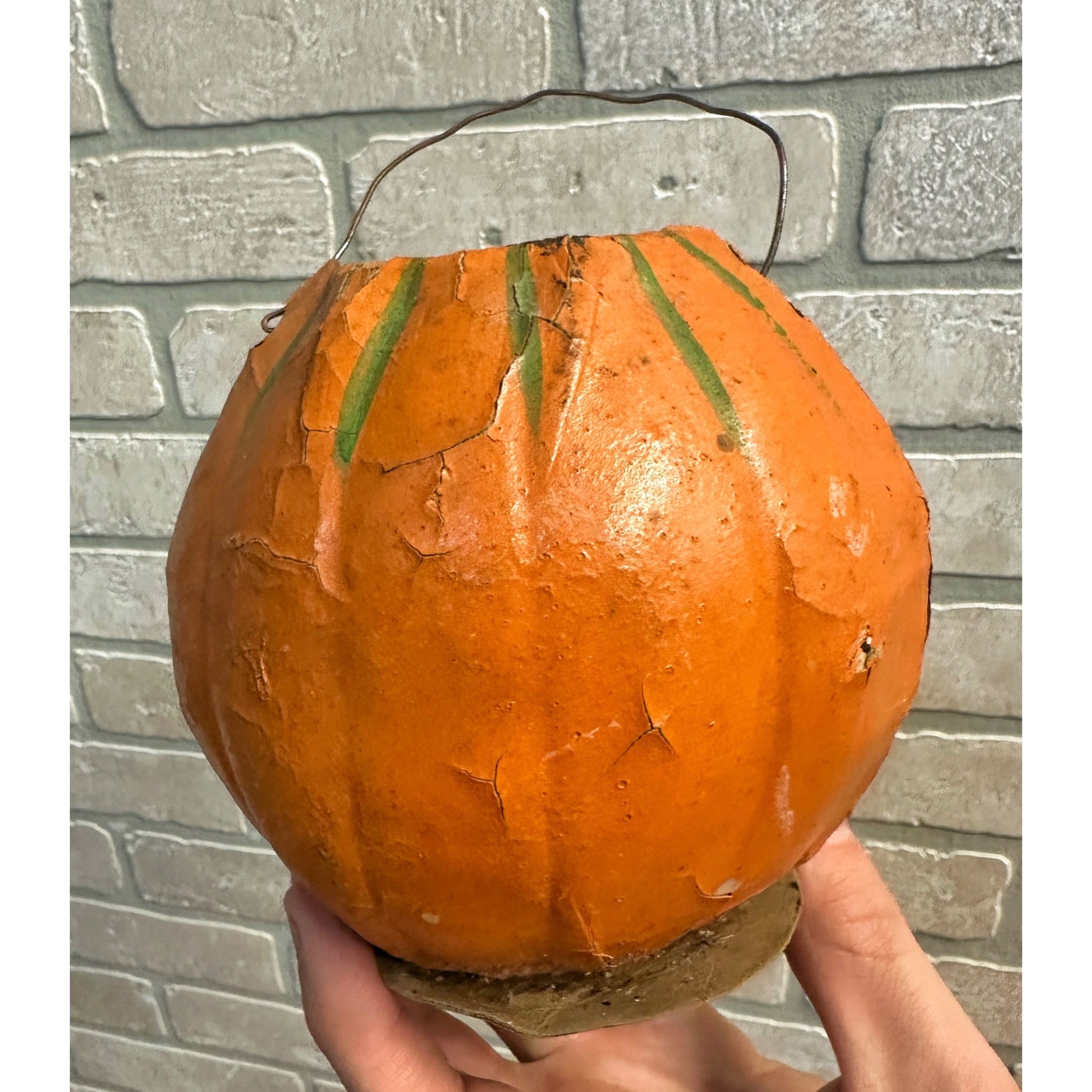 Antique 1920s Halloween German Paper Mache Jack O Lantern JOL 5" Vintage Old
