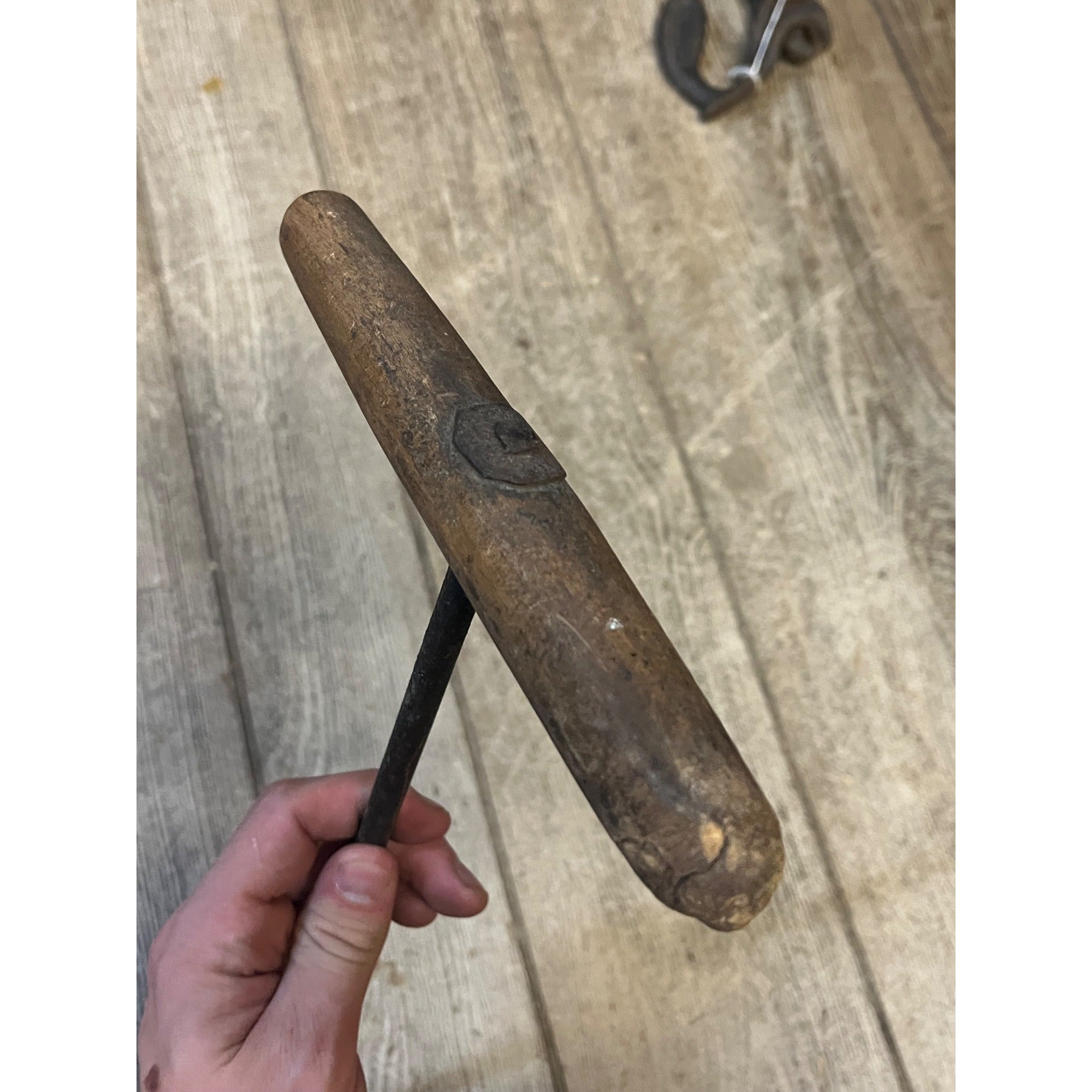 Antique Early Wooden T-Handle Drill Auger Farm Hand Tool